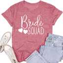 SUWATOIN Bride Shirt for Women Engaged Shirt Bachelorette Party Shirts Bride Squad Tee Tops (Large, Pink3)