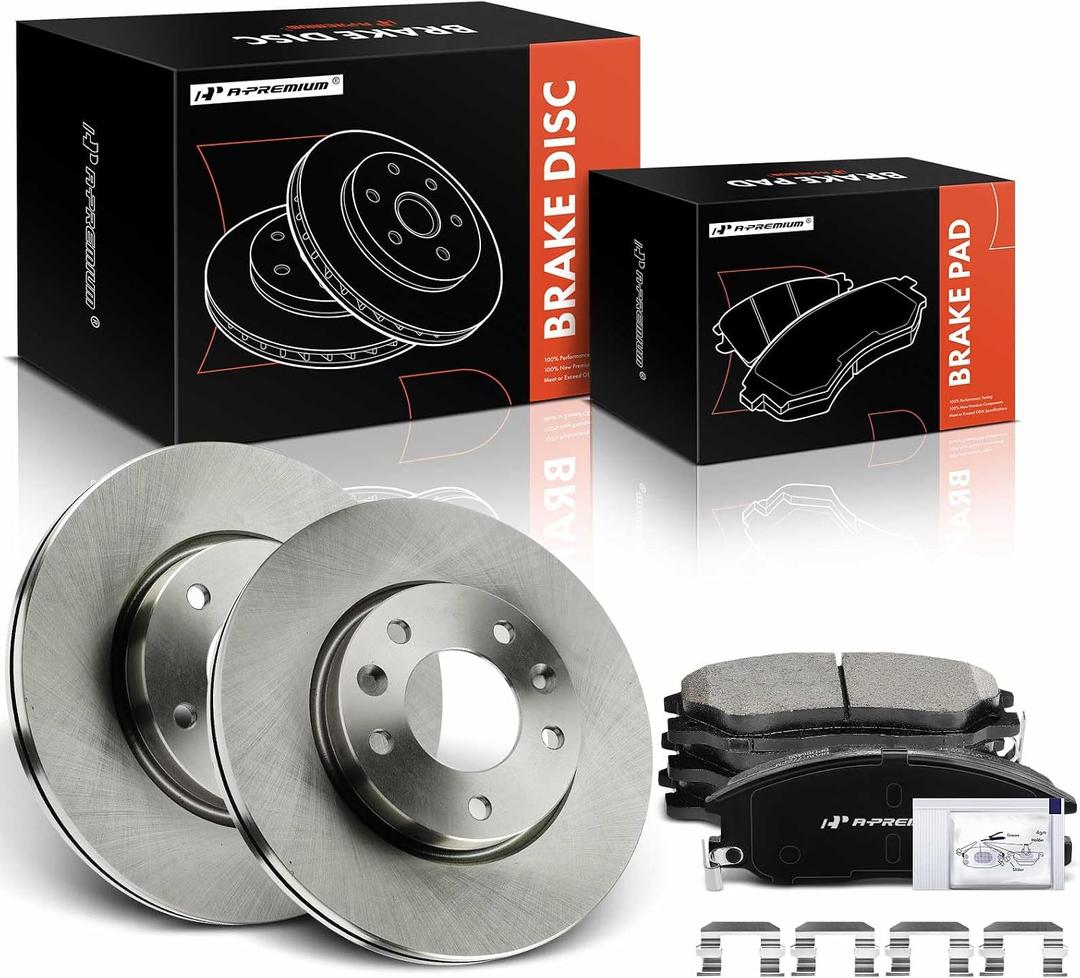 A-Premium 10.86 In (275.8mm) Front Vented Brake Rotors and Ceramic Pads Kit | Compatible with Kia Models - Sedona 2002 2003 2004, 3.5L, 6-Pack