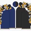 Arch Wedding Cover Set, Double Color (Black+Dark Blue), Spandex Fitted Arch for Wedding Birthday Party Decoration (6+7.2FT)