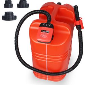 Automatic Fuel Transfer Pump with Auto-Stop Sensor(2.4 GPM), Flexible Intake Hose Fits Most Irregular Gas Cans for Gasoline Diesel Kerosene & More (Red)
