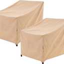 Patio Chair Cover, Outdoor Lounge Cover, Heavy Duty, Waterproof Lawn Patio Chair Covers, 33W x 35D x 36H, Beige, 2-Pack