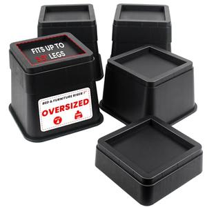 DEDU Oversized Bed Risers Heavy Duty 7 Inch 4 Pack, Furniture Risers for Sofas Stackable in 2, 5, or 7 Inch Supports Up to 11000 Lbs, Square Bed Raising Blocks Fits 5.5 Inch Wide Desk or Couch (Black)