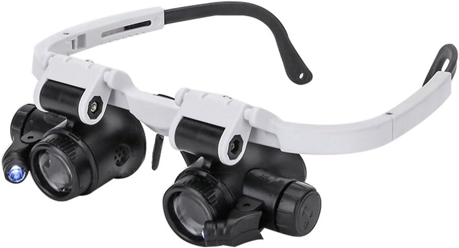 Magnifying Glasses 8X 15X 23X Magnifier LED Headband Glass Eye Magnifying Repair Tool Watchmaking Coin Stamp Currency Book Errors Jewelry Necklace Magnifier Glasses Beading Biology Loupe Microscope