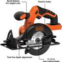 BLACK+DECKER 20V 5-1/2" Cordless Circular Saw, Bare Tool Only (BDCCS20B)