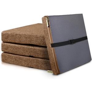 4PCS Linen Soft Foam Seat Cushion | 16x16x2 Inches Bar Stool Cushions Square | Thickened Recliner Cushion | Chair Cushion with Removable Cover (Dark Brown)