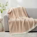 Snuggle Sac Heather Throw Blanket for Couch, Reversible Super Soft Blankets Warm Cozy Knit Fuzzy Plush Lightweight for Sofa, Bed, Camping, Picnic (Heather Beige, Throw(50"x 60"))