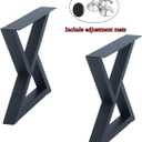 MBQQ 2 Pcs Furniture Legs Rustic Decory Triangle Shape Table Legs,Heavy Duty Metal Desk Legs,Dining Table Legs,Industrial Modern, DIY Iron Bench Legs(H15.7xW17.7)