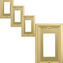 OKAWYC Single Decorator Light Switch Cover Adler Metal Wall Plate, 4-Pack Brushed Brass 1 Gang Single Rocker, for Receptacle Dimmer Switch GFCI Outlet Decorative Wallplate, Durable