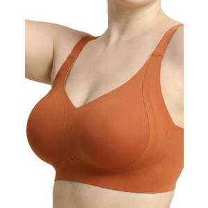 COMFELIE Smooth Seamless Minimizer Bras Non Padded Comfy Everyday Bra No Underwire Supportive Bralette (Medium, Orange)