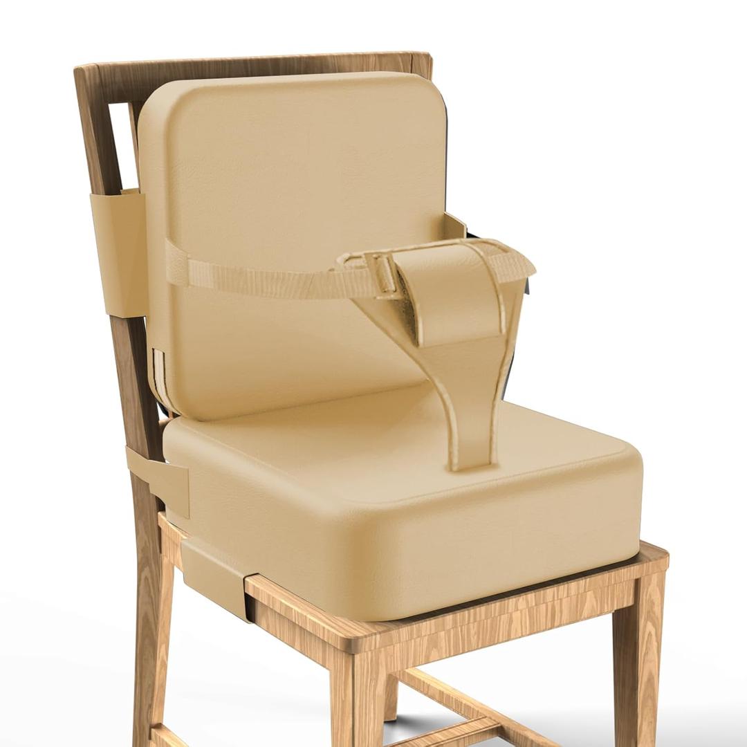 Toddler Booster Seat for Dining Table,Booster Seat for Kitchen Chair with Extended Straps,2PCS Portable with Safety Buckles,Suitable for Kids Aged 3-12 in Restaurants (Earthy Yellow)