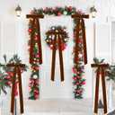 6Pcs Velvet Christmas Swag Ribbons Bow 29.5'' x 9.8'' Vintage Large Velvet Christmas Wreath Bows Christmas Tree Topper Bows for Xmas Garland Staircase Home Door Outdoor Decorations