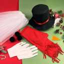 9 Pcs Snowman Costume Kit Christmas Costume Kit Snowman Skirt Hat Carrot Nose Scarf Gloves (Kid)