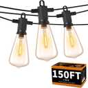 ZOTOYI Outdoor String Lights 150 FT, Waterproof IP65 Outdoor Lights for Patio with 76 Edison ST38 LED Bulbs(3 Spare), Plastic LED String Lights for Outside, Bistro, Cafe, Backyard, Garden 2700K