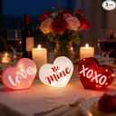 3PCS Valentine's Day LED Lights, Heart Shaped Sign Night Lights, Battery Operated Valentines Decor for Valentine's Day, Home Decor, Wedding, Birthday Party Decor