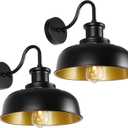 Solar Barn Lights for Outside, Outdoor Wall Light Solar Powered, Farmhouse Exterior Wall Sconces, Industrial Outside Lighting Fixture, Rustic Lanterns Work with Gooseneck Barn Shed Coop Patio