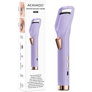 Heated Eyelash Curler Premium PRO - Fast Heat up in 8s - 24 Hours Long Lasting - Rechargeable Electric Eyelash Curler with Type-C, 2 Heat Modes, Anti-Burn Eyelid, Purple-A