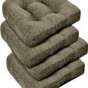 downluxe Chair Cushions for Dining Chairs 4 Pack, Tufted Indoor Chair Pads with Non-Slip Bottom, U-Shaped Kitchen Chair Cushions, 17"x17"x4", Coffee