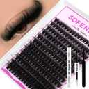 Lash Clusters Kit 80D Lash Clusters Kit 10-18mm Volume Eyelash Clusters D Curly Cluster Eyelash Extensions 3D Wispy Lashes Cluster DIY Lash Extension Kit(80D-10-18MIX Thick Kit)