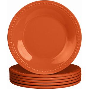 Melamine Beaded Dinner Plate Set of 6, 11inch, Fall, BPA Free, Platter, Serving Dishes, Chip & Break Resistant, Lightweight, Durable, Great for Dining, BBQs, Picnics, Weddings & Everyday Meals