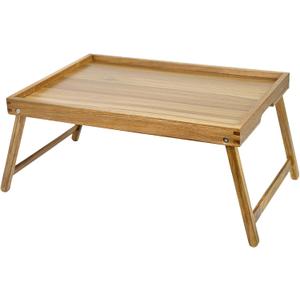 VaeFae Acacia Bed Table Tray, Wooden Breakfast Tray with Folding Legs, Bed Tray for Eating and Laptop, Eating Trays for Bedroom (Extra Large Size)