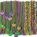 500PCS Mardi Gras Beads Throws, Bulks Green Purple Gold Metallic Mardi Gras Beads Necklaces Accessories Bulks, Beads Necklace Costumes for Parade Throws Party Decorations Supplies
