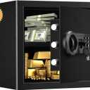 Safe Box 1.2 Cuft Fireproof Waterproof Home Safe, Keypad Medium Lock Box Cabinet Safes, Solid Alloy Steel Office Hotel Home Safe, Black
