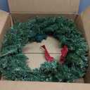 Nearly Natural 24in Artificial Pine Christmas Wreath, Faux Greenery with Clear LED Lights for Indoor Decor