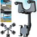 Rearview Mirror Phone Holder for Car,Adjustable Car Rearview Mirror Phone Holder 2024 Upgraded 360 Rotatable and Retractable Car Phone Holder Mount Car Rear View Mirror Cell Phone Holder Clip