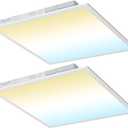 kadision 2x2 LED Flat Panel Light, 50W/45W/40W/30W/25W Adjustable, 5000K/4000K/3500K Selectable, 5500LM 0-10V Dimmable Drop Ceiling Lights, 100-277V ETL-Listed, 2-Pack