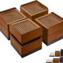 Bed Furniture Risers 3 inch, Square Adjustable Risers Blocks for Bed Sofa Table and Couch Lift to 1.5 or 3 inchHeavy Duty Support Up to 1,300 Lbs (4 Pack-Brown)