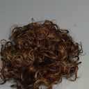 HOOJIH Curly Hair Bun, Messy Bun Hair Piece Elastic Drawstring Large Full Extension Hairpiece Short Synthetic Ponytail Extension for Women - Chocolate Brown with Golden Highlights (1 Pack)