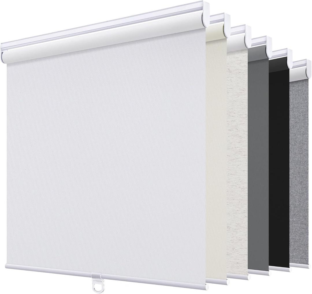 SUNOFF Blackout Cordless Roller Shades Blinds,34" W x 48" H,White
