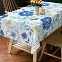 Hexagram Floral Tablecloth 60x120 Inch Summer Rectangle Table Cloth Farmhouse Season for Home Picnic Kitchen Dining Party Decorations