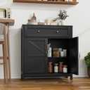 Buffet Sideboard with 2 Barn Doors,Black Kitchen Cabinet with Adjustable Shelf, Freestanding Floor Storage Cabinet, 30 inches x 12 inches x 34.5 inches