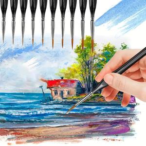 10PCS Black Detail Paint Brushes Set,Miniature Brushes for Fine Detailing and Art Painting Use for Acrylic, Watercolor, Oil