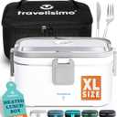 TRAVELISIMO Extra-Large Electric Lunch Box For Adults Holds up to 8 Cups - 80W Heated Lunch Box 1.8L Electric Food Warmers for Travel & Work, Portable Food Warmer - Loncheras Para Hombres De Trabajo (Gray)