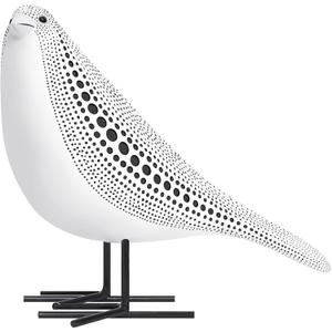 Quoowiit Bird Figurine, Modern Sculpture and Statues for Home Decor, Animal Statues for Bookshelf, Table, Entryway, Fireplace, Resin Decorative Sculpture with Chic Polka Dots Art Design (White)