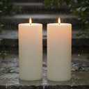 4"x10" Large Outdoor Flameless Candles, Waterproof Battery Operated LED Pillar Candles with Remote & Timer for Patio Porch Lanterns, Set of 2, White