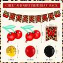 Outus Cheetah Cherry Birthday Decorations Cheetah Print Party Decorations Leopard Brithday Banner Cherry Foil Balloons Red and Black Leopard Print Balloons for Women Birthday Party Decor Supplies