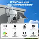 2K Cameras for Home Security-2.4G WiFi Outdoor Camera Wireless Solar/Battery Powered with solar panel, 360 Viewing, AI Human Detection, Color Night Vision, with SD Storage, Works with Alexa(2 Pack)