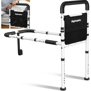 Bed Assist Rail for Elderly - ASTM Approved, 400 LBS Capacity, Tool-Free, Stable Bed Assist Rails for Seniors with Ergonomic Non-Slip Handle & Storage Pocket