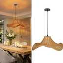Arturesthome Boho Chandelier Light Fixture 23.6" Wicker Woven Hanging Lighting Coastal Beach Straw hat Shape Pendant Lamp for Living Room Bedroom Home Decro Beach House, 23.6" x 9.8"