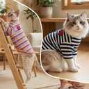 DENTRUN Hairless Cats Shirt Breathable Cat Daily Wear Clothes Stripe Vest Adorable Pajamas Jumpsuit Soft & Skin-Friendly, XL