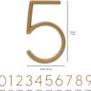 2 x Floating House Number Modern House Numbers 5 inch, Deamos Zinc Alloy Home Address Number for House with Reflective Finish Brass Floating Mount or Flush Mount [Number 5] (Gold)