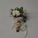 Wedding Bouquets Large for Bride Bridesmaid,White Champagne Artificial Roses Flowers for Wedding Church Decoration (9.5in)