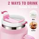64oz Insulated Tumbler with Handle, Stainless Steel Double Wall Vacuumn Water Bottle, Lid and Straw for School, Gym, Hiking & Camping, Pink