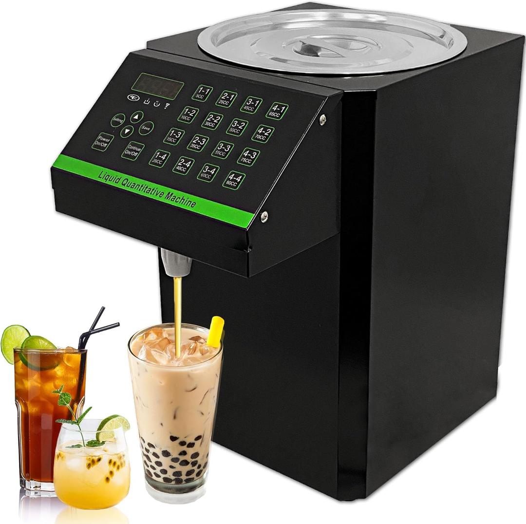 8L Automatic Fructose Dispenser Syrup Dispenser, Commercial Fructose Dispenser Machine, Quantitative Bubble Tea Fructose Dispenser with Stainless Steel Barrel, 16 Buttons Control, 170W