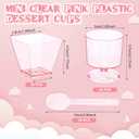 Funnymoom 100 Pack 2oz Mini Dessert Cups with Spoons Small Clear Plastic Dessert Parfait Cup Square Appetizer Pudding Cups Round Goblet Shooters for Pudding Fruit Yogurt Ice Cream Mousse (Pink)