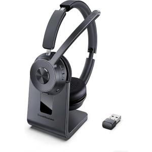 Soothielec Wireless Headset with Mic for Work, Bluetooth Headset with Noise Cancelling Microphone, Headphones with Mic Mute & USB Dongle for PC/Computer/Laptop/Cell Phones/Remote Work/Call Center