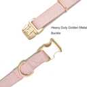 Soft Hemp Dog Collar and Leash Set Adjustable Woven Tweed Dog Collars with Metal Buckle and Lead for Small Medium Large Dogs,Pink